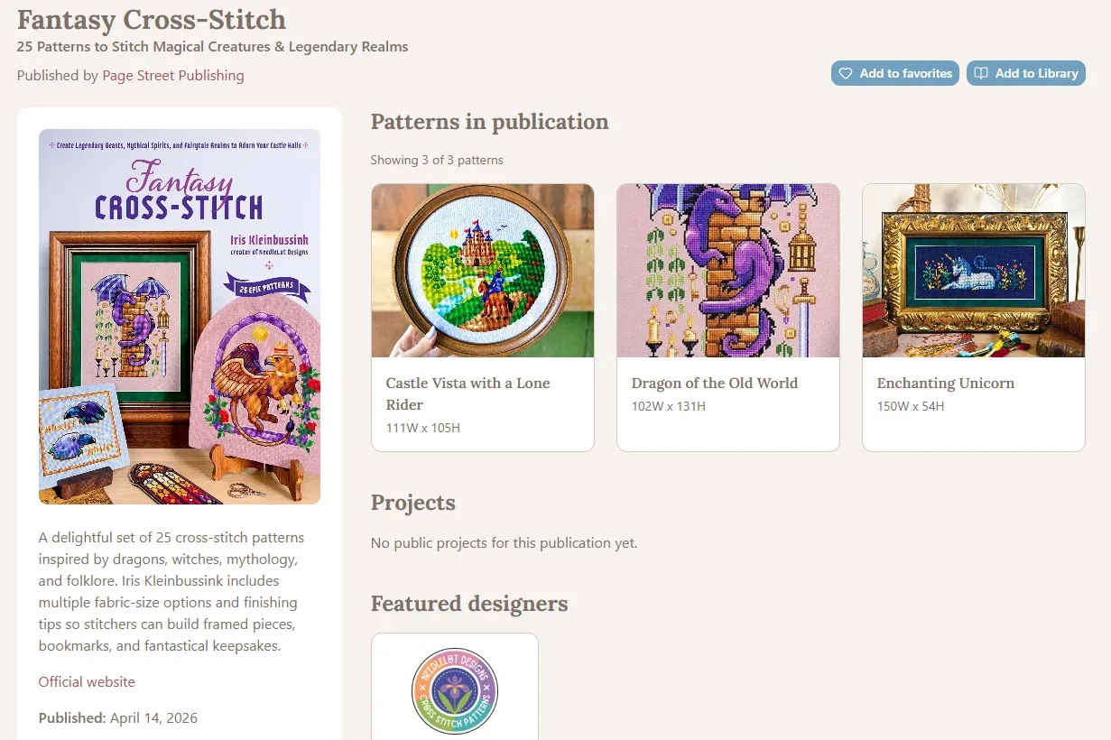 Cross stitch publication page on Flosshaven