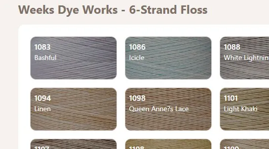Weeks Dye Works swatches with code