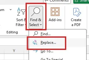 Excel find and replace