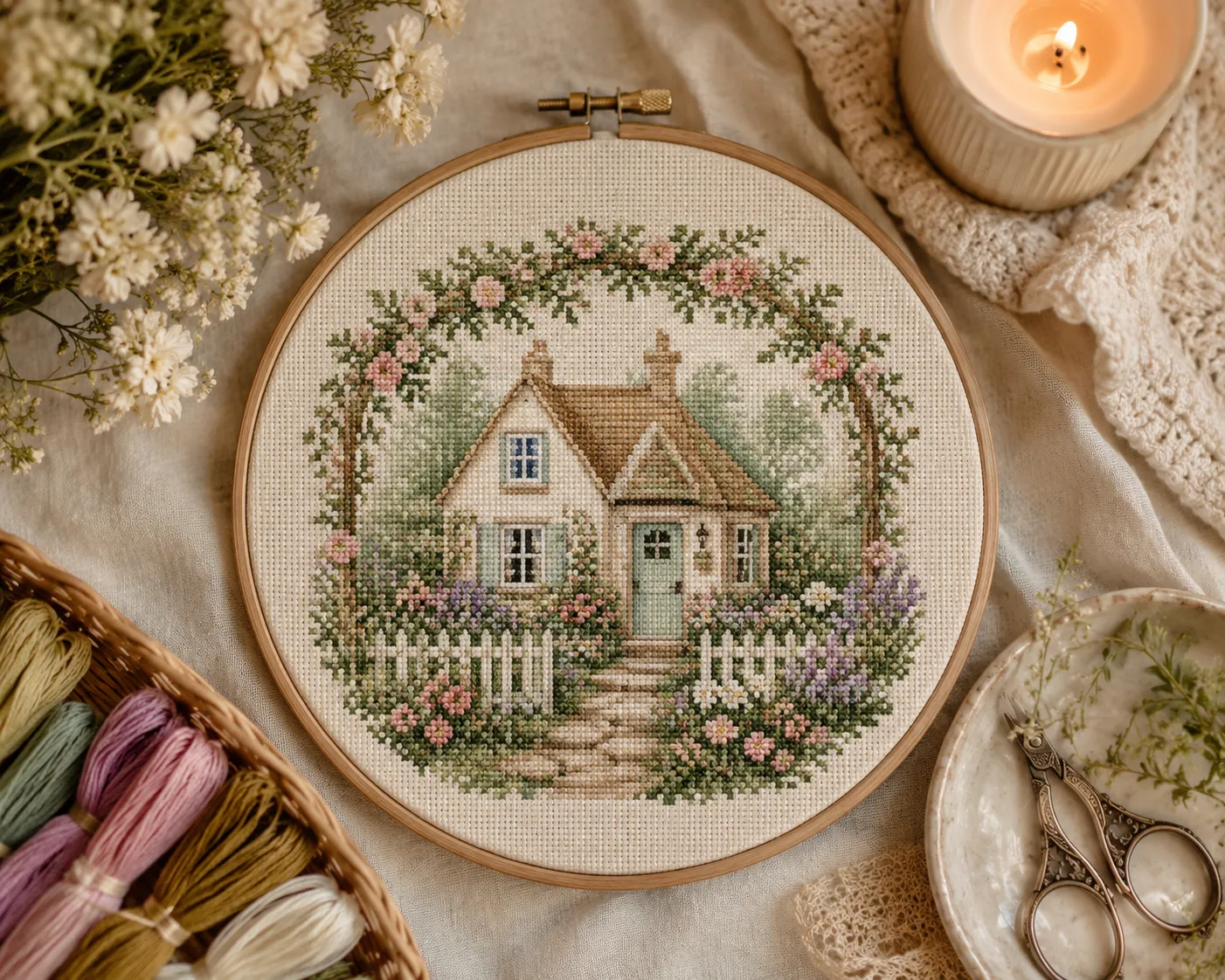 AI generated cross stitch mockup