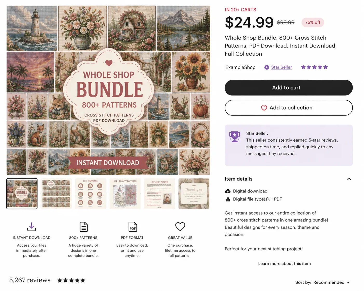 Example whole shop bundle listing