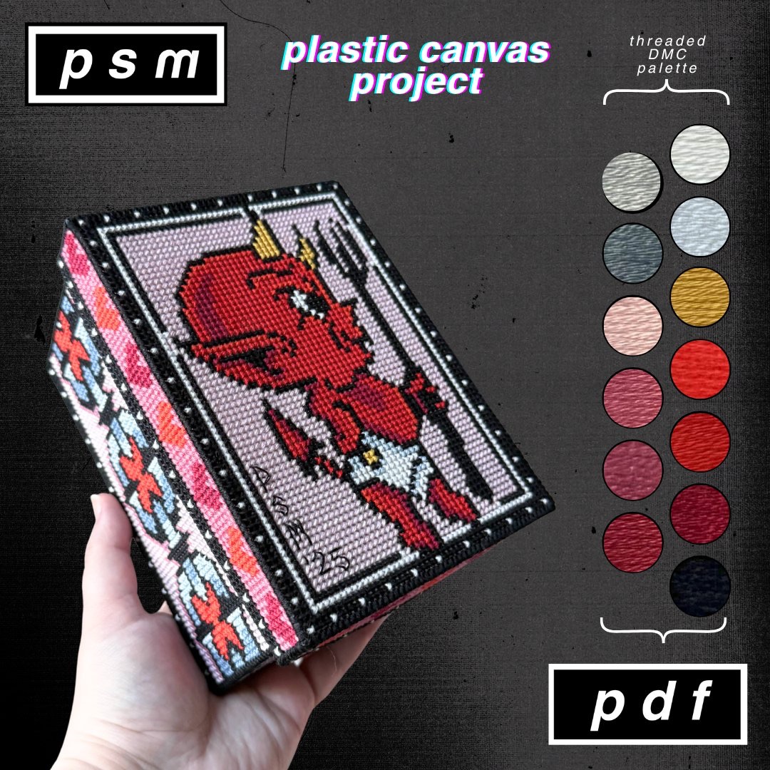 Thumbnail for 'Lil Devil Pink Plastic Canvas Lidded Box