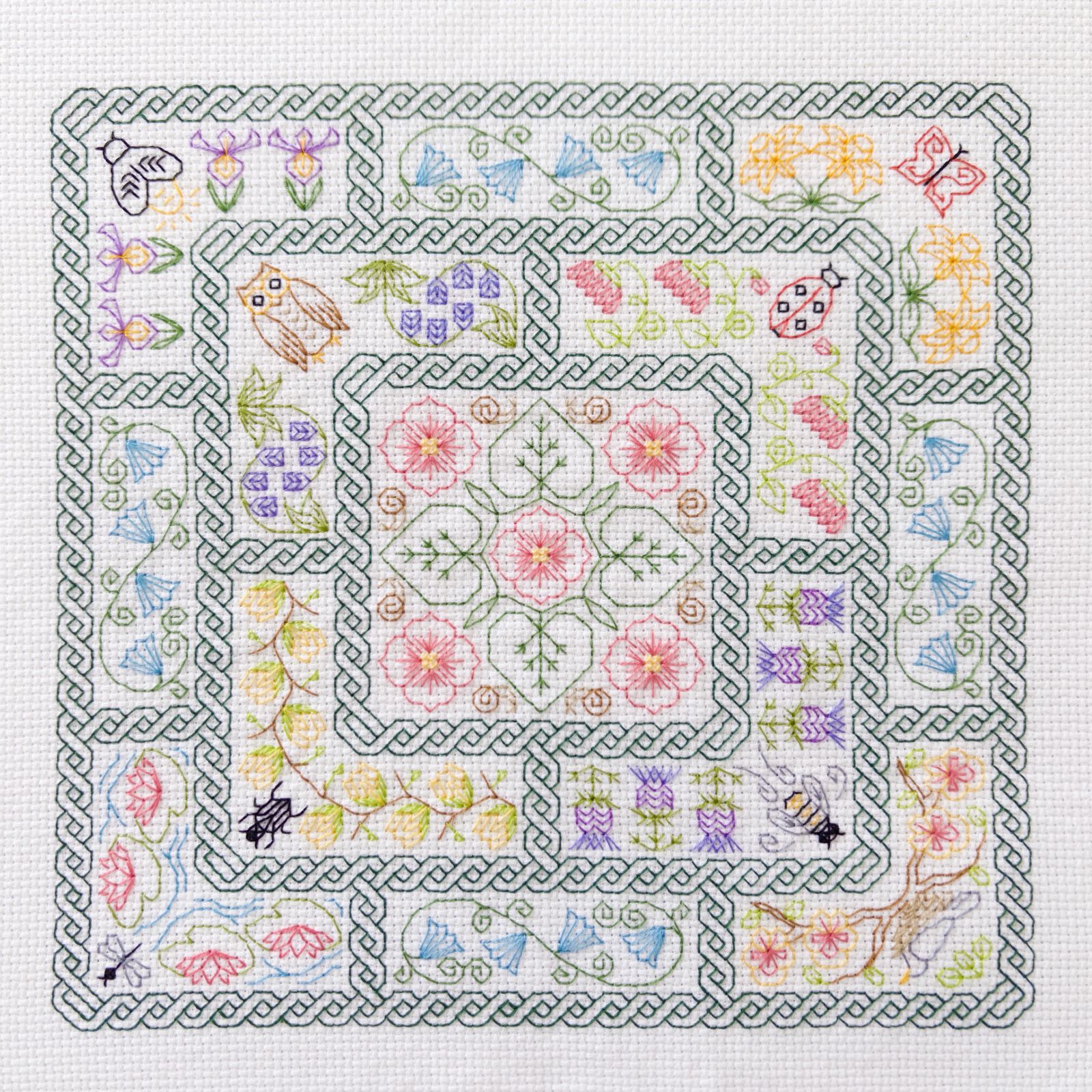 Thumbnail for Flowers and Friends Blackwork Sampler