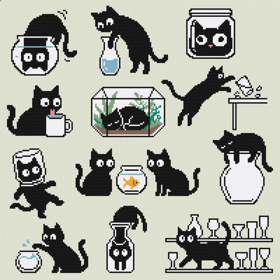 Thumbnail for Cute Black Cats With Glasses