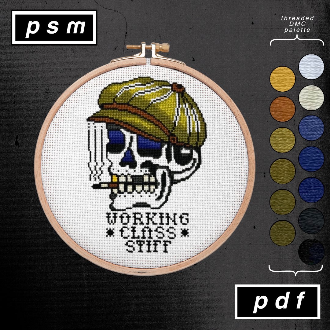 Thumbnail for 'Working Class Stiff' Skull with Newsboy Cap Pattern