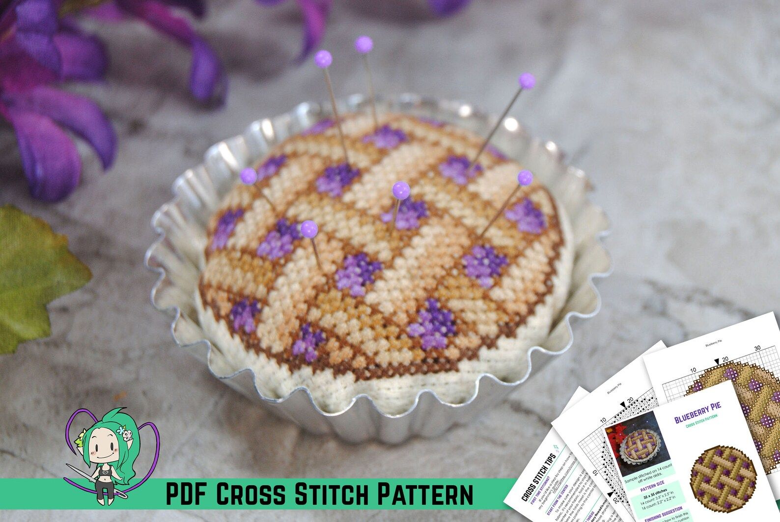 Thumbnail for Blueberry Pie Tart Tin Pin Cushion