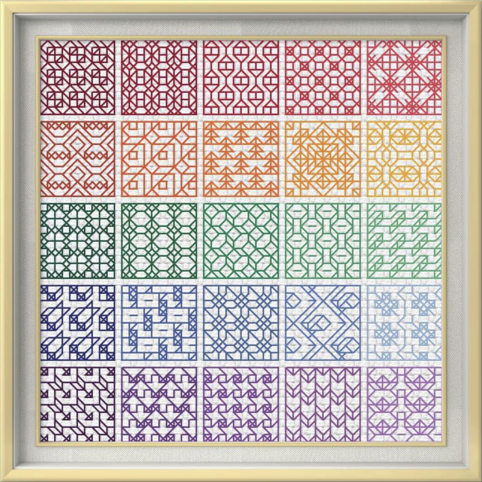 Thumbnail for Rainbow Blackwork Embroidery Pattern
