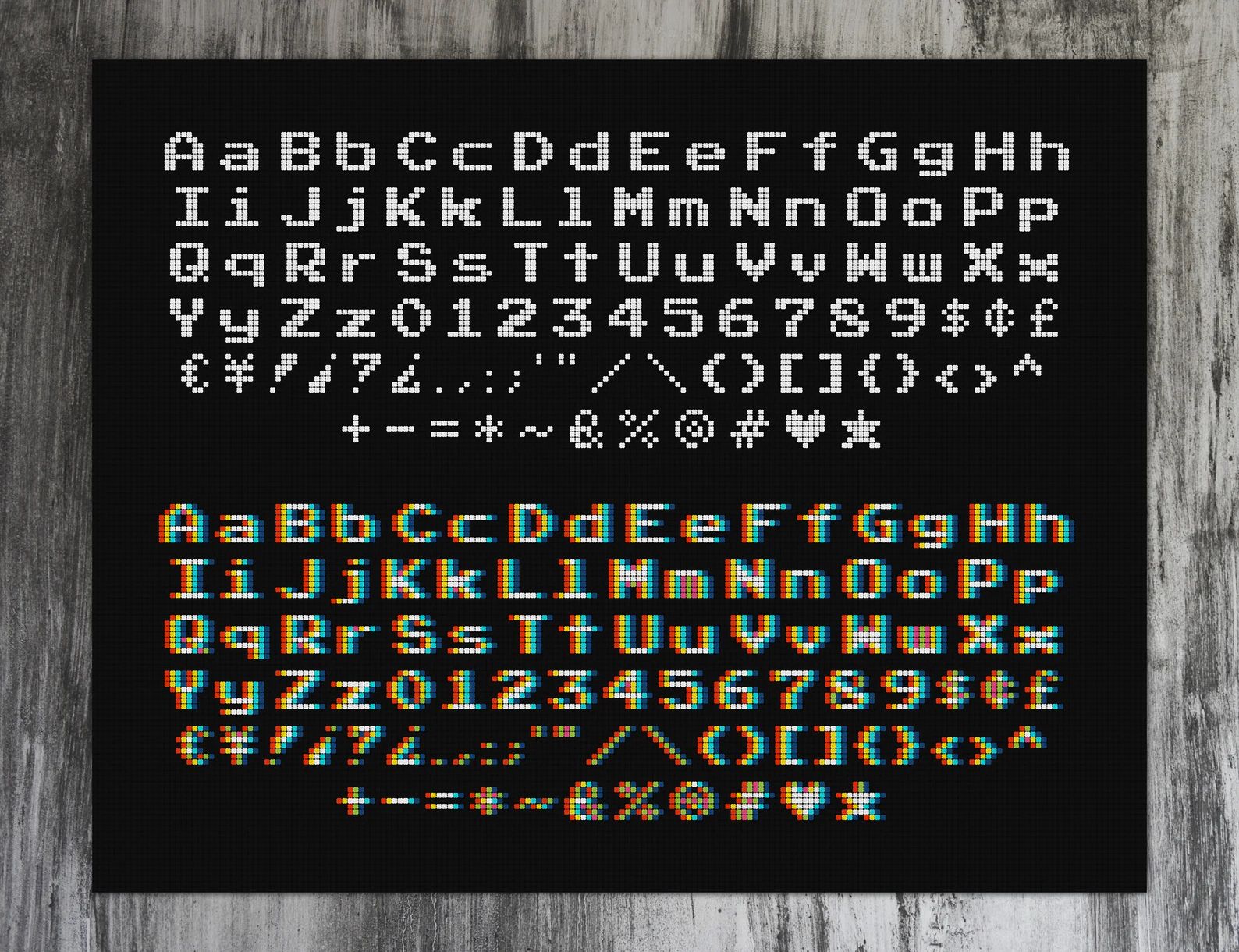 Thumbnail for UPDATED! Arcade Alphabet (1x) Font Cross Stitch Pattern