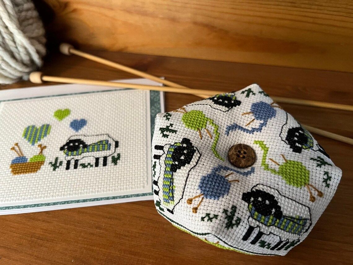 Thumbnail for Sheep Knitting Biscornu and Card