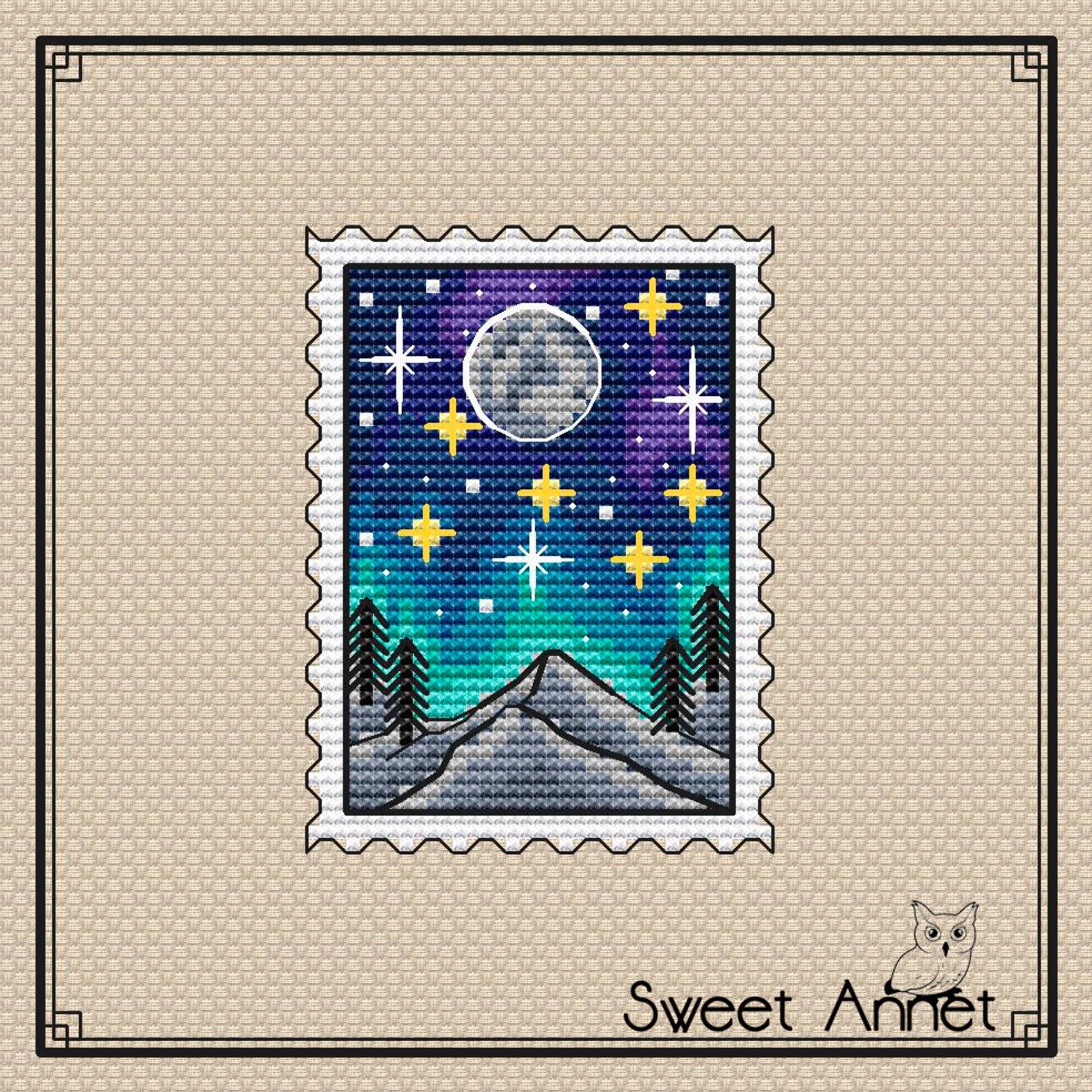 Thumbnail for Stamp, Moon, Star, Mountain, Northern lights
